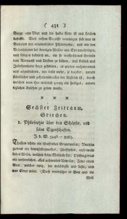 Sechster Zeitraum. Griechen.