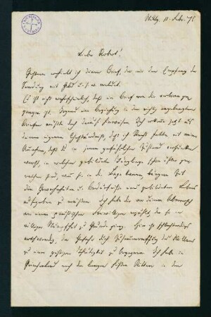 Brief vom 11. Febr. 1871