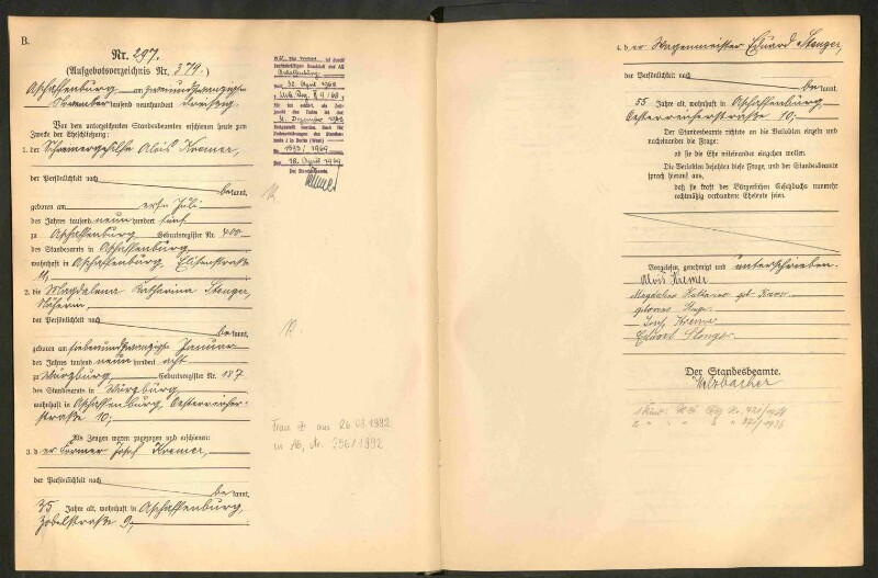 Standesamtsbuch der Stadt Aschaffenburg: Eheschließungen 252/1930 - 130/1931