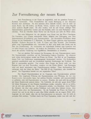 Zur Formulierung der neuen Kunst