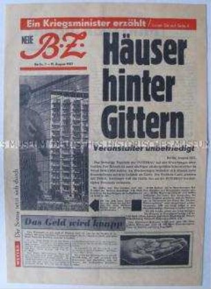 Propagandazeitung aus der DDR für die Bevölkerung von Berlin (West) im Layout der "BZ" u.a. mit einem Porträt von Franz-Josef Strauß