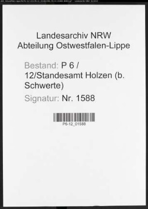 Sterberegister Standesamt Holzen bei Schwerte