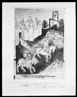 Guido de Columna, Historia Troiana — Wie Horrestes seine Mutter schleifen ließ, Folio 183verso
