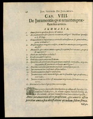 Cap. VIII. De Iuramentis quae amantes praestant suis amicis.