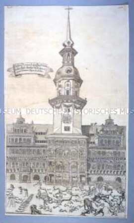Tierhatz im großen Hof des Dresdner Schlosses (Nr. 22, p 203 aus: Tzschimmer: Die Durchlauchtigste Zusammenkunft)