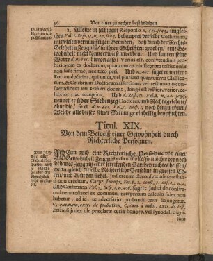 Titul. XIX. Von dem Beweiß einer Gewohnheit durch Richterliche Persohnen.