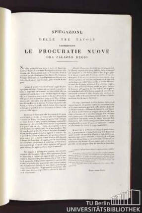 Spiegazione delle tre tavole rappresentanti Le procuratie nuove ora Palazzo Regio