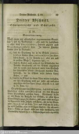 Dritter Abschnitt. Schulunterricht und Schulzucht