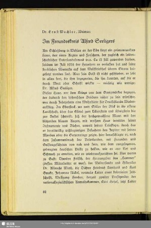 Im Freundeskreis Alfred Seeligers