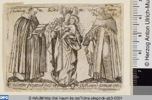 Maria mit dem Christuskind und zwei Mönchen