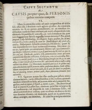 Caput Secundum de Causis propter quas, & Personis quibus retentio competit.