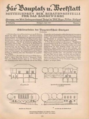 Schülerarbeiten der Baugewerkschule Stuttgart (Fortsetzung)