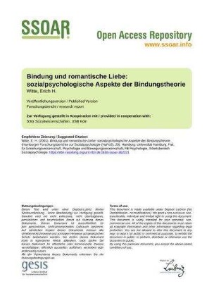 Bindung und romantische  sozialpsychologische Aspekte der Bindungstheorie