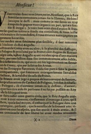 ... Lettre d'un Hollandois a un ami Prussien, Premiere. Au sujet de la prochaine election d'un roy de Pologne