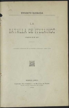 La batalla de Ituzaingó : (Febrero 20 de 1827)