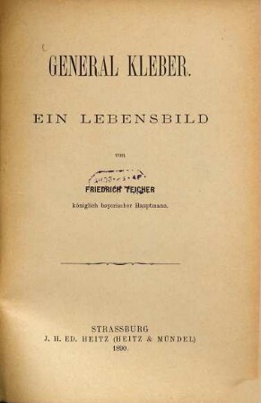 General Kleber : Ein Lebensbild