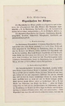 Erste Abtheilung. Eigenschaften der Körper