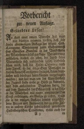 Vorbericht zur neuen Auflage. Geliebter Leser!