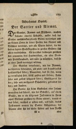 179-200, 18. Kap. (Der Sattler) [...] - 19. Kap. Der Nadler [...].
