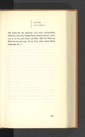 An Voss Wandsbeck, den 14. November 1782