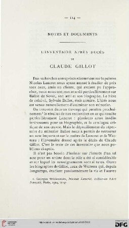 L' inventaire après décès de Claude Gillot