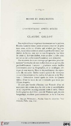 L' inventaire après décès de Claude Gillot