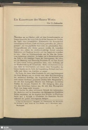 Ein Kaisertraum des Hauses Wettin