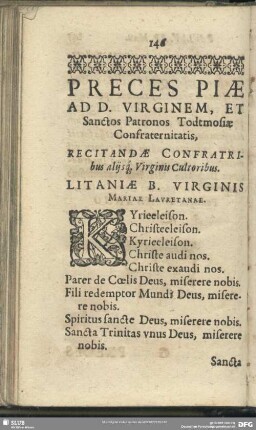 Preces Piae Ad D. Virginem, Et Sanctos Patronos Todtmosiae Confraternitatis