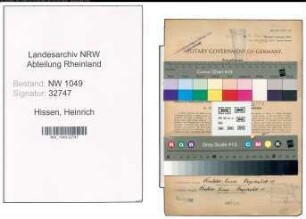 Entnazifizierung Heinrich Hissen , geb. 23.07.1898 (Technischer Angestellter)