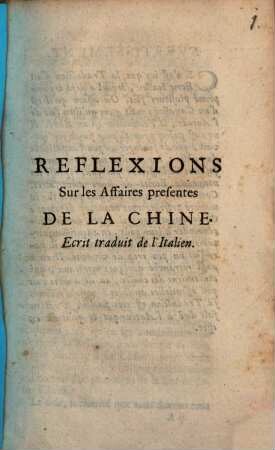 Réflexions sur les affaires presentes de la Chine
