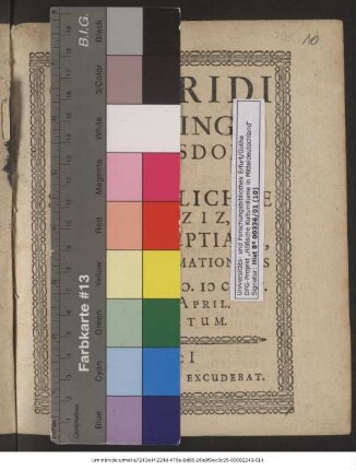 Godfridi[i] Dreylingi[i] In Bergesdorf, Et Sophiae Glichiae A Milziz, Sacrum Nuptiale, Votivis Acclamationibus Gorlici[i] An. M.DCXIV. D. XXIIX. April. Celebratum