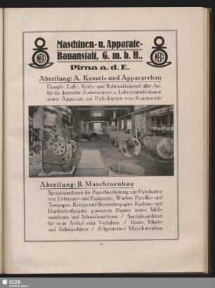 Maschinen- u. Apparate-Bauanstalt, G.m.b.H., Pirna a.d.E.