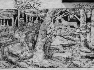 Sgraffito mit einer Jagdszene