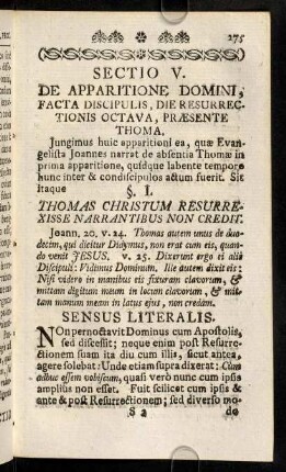 275-311, Sectio V. De Apparitione Domini, Facta Discipulis, Die Resurrectionis Octava, Praesente Thoma.