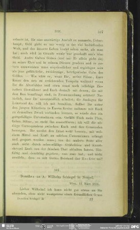 Dorothea von Schlegel an August Wilhelm von Schlegel, Wien, 13.03.1816