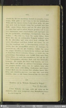 Dorothea von Schlegel an August Wilhelm von Schlegel, Wien, 13.03.1816