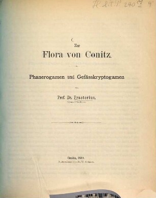 Zur Flora von Conitz : Phanerogamen und Gefässkryptogamen