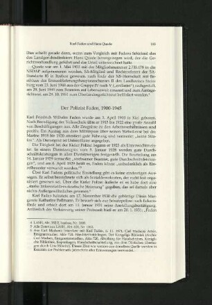 Der Polizist Faden, 1900-1945.