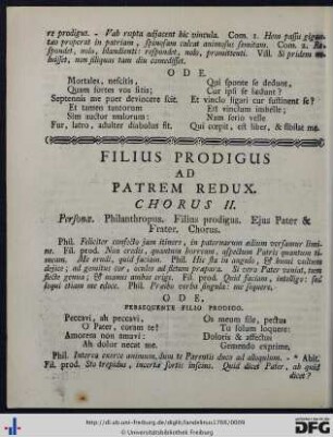 Filius Prodigus Ad Patrem Redux. Chorus II.