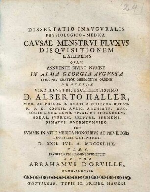 Dissertatio Inavgvralis Physiologico-Medica Cavsae Menstrvi Flvxvs Disqvisitionem Exhibens
