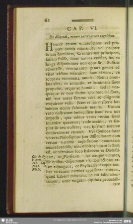 Cap. VI. De diligenti, rerum externarum cognitione