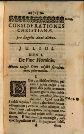 Cogitationes, Sive Considerationes Christianæ Pro singulis Anni diebus, Trimestre Tertium. ... Complectens Julium, Augustum, Septembrem