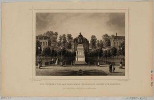 Das Denkmal König Friedrich August I. von Sachsen (der Gerechte, 1750-1827) im Zwinger in Dresden, aus Rohbocks und Koehlers Königreich Sachsen, Thüringen und Anhalt von 1857
