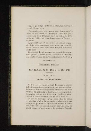 Première Partie Création des ports