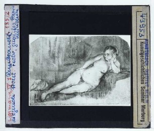 Rembrandt (zugeschr.), Liegende nackte Frau (Zeichnung, München SGS, Lippm.IV.7)