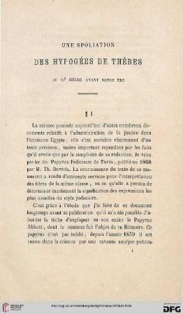 Une Spoliation des hypogées de Thèbes au XIe siècle avant notre ère