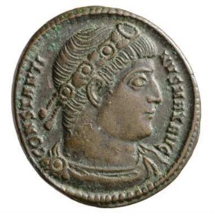 Münze, Follis, Aes 3, 329 - 330 n. Chr.