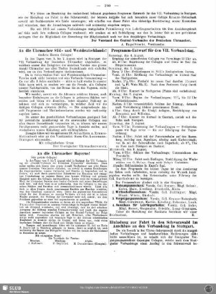 Programm-Entwurf für den VII. Verbandstag