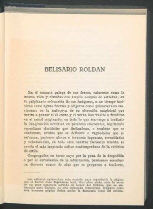Belisario Roldán [Prefacio]