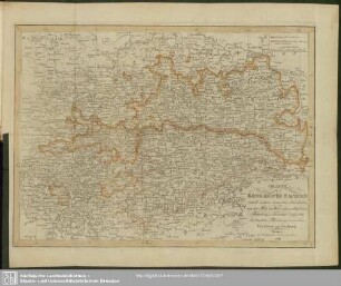 Charte des Königreichs Sachsen nach seiner neuesten, durch den, am 21t May zu Wien abgeschlossenen Friedens-Tractat definitiv bestimten, Theilung zwischen Preussen und Sachsen. [1819]